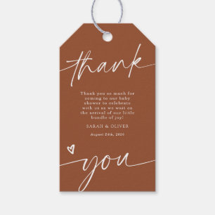 Script Terracotta Baby Shower Thank You Card  Gift Tags