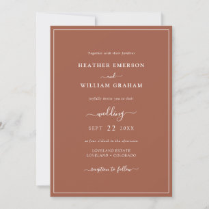 Script Terracotta Wedding Invitation