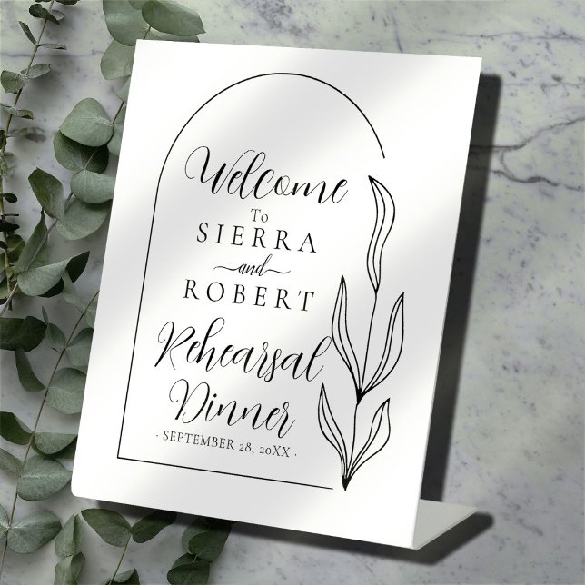 Script Text + Arch Rehearsal Dinner Welcome Pedestal Sign (Creator Uploaded)