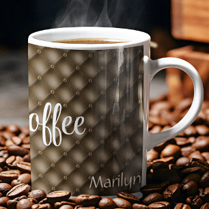 Script Text, Brown Tufted Pattern 11oz Coffee Mug