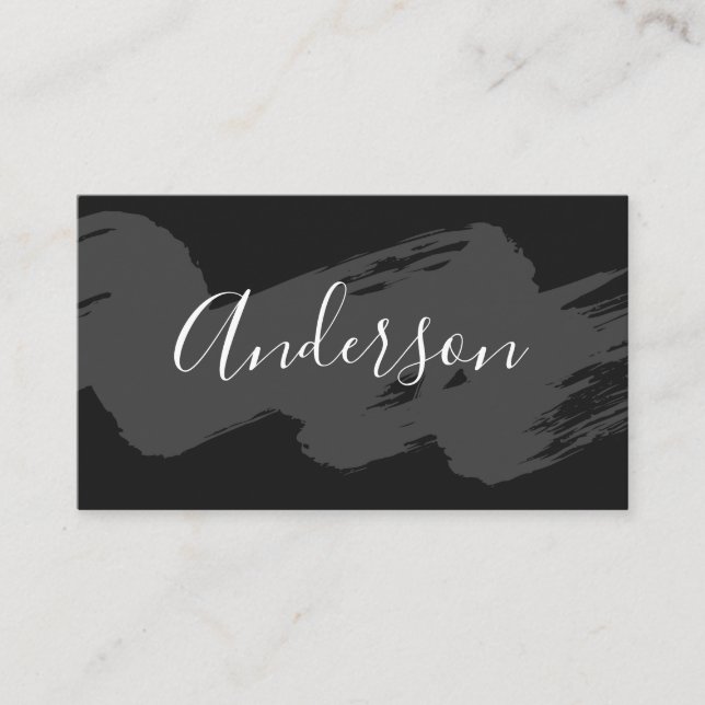 Script Text / Brushed (Grey) Business Card (Front)