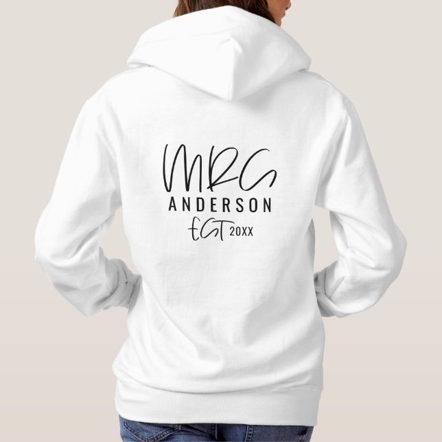 Script text mrs typography wedding gift hoodie (Back)