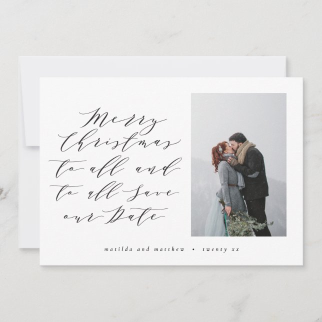 Script text photo Christmas save the date Holiday (Front)