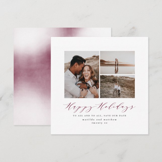 Script text photo Christmas save the date Holiday Card (Front/Back)