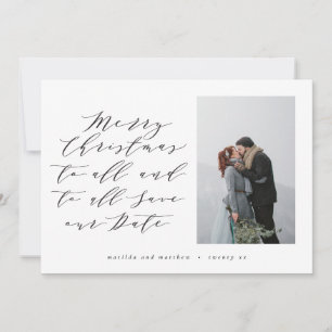 Script text photo Christmas save the date Holiday Card