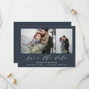 Script text photo elegant modern wedding save the date