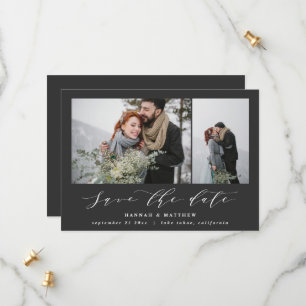 Script text photo elegant modern wedding save the date