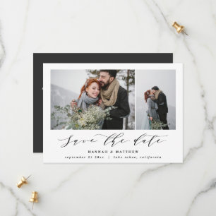 Script text photo elegant modern wedding save the date