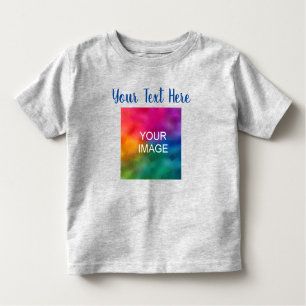 Script Text Upload Photo Grey Create Your Own Baby Toddler T-Shirt