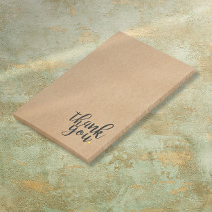 Script Thank You Gold Love Heart Rustic Kraft Post-it Notes