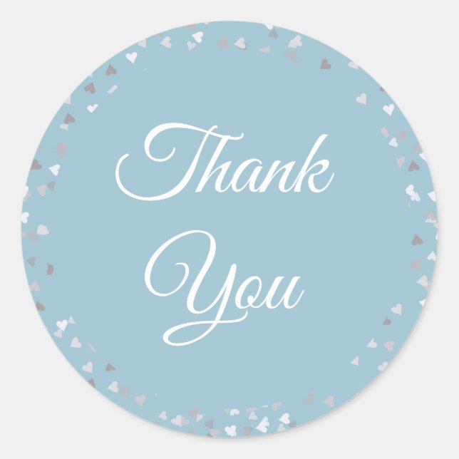 Script Thank You Love Hearts Confetti Classic Round Sticker (Front)