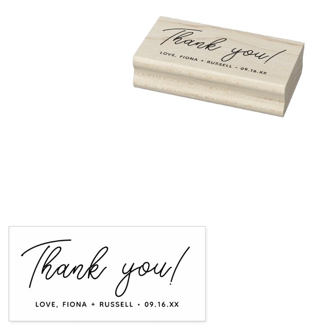 Script Thank You Name Rubber Stamp (Stamped)