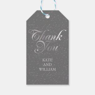Script Thank You Silver Confetti Gift Tags