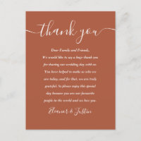Script Thank You Terracotta Wedding Place Card