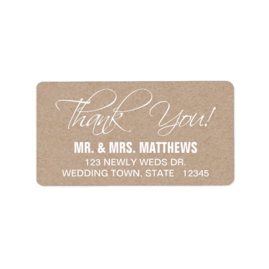 Script Thank You Wedding Address Label
