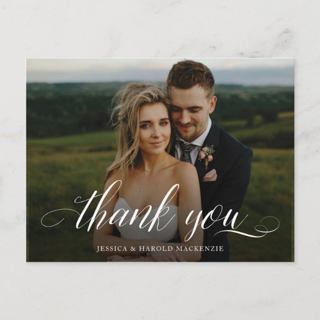 Script Thank You Wedding Postcard (Front)