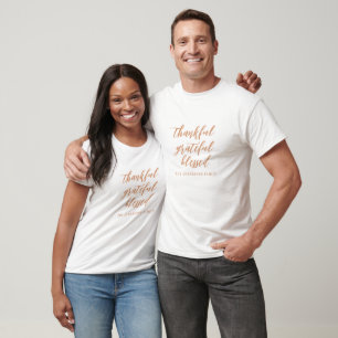 Script Thankful Grateful Blessed Family Name T-Shirt