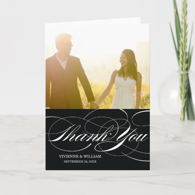 SCRIPT THANKS | WEDDING THANK YOU PHOTO CARD (Front)