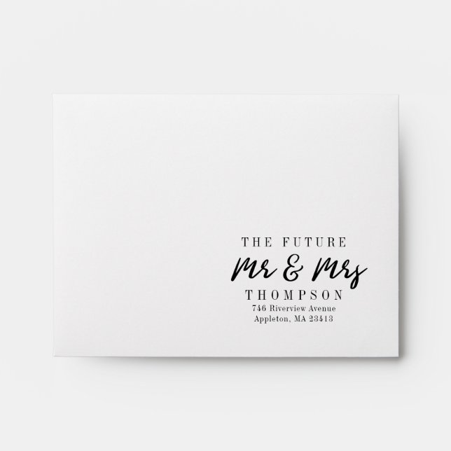 Script The Future Mrs and Mr Preprinted RSVP Envelope (Front)