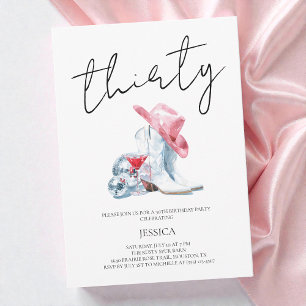 Script Thirty Western Cowgirl 30th Birthday Party Invitation