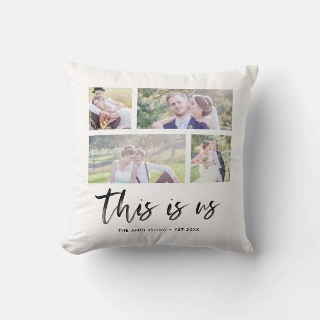 Script This is Us Family Name Photo Collage Cushion (Front)