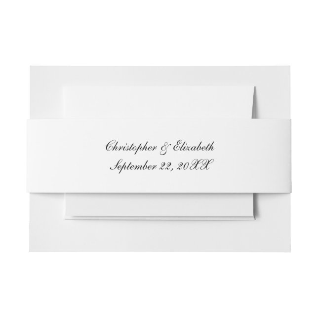 Script Traditional Classic Formal Wedding Invitation Belly Band (Front Example)