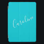 Script Turquoise Solid Colour Personalised Name iPad Pro Cover<br><div class="desc">Cute Script Turquoise Solid Colour Personalised Name iPad Pro Cover</div>