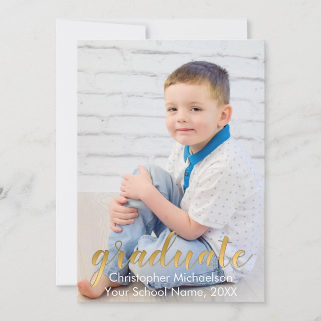 Script Two Photo Graduation Announcement (Front)