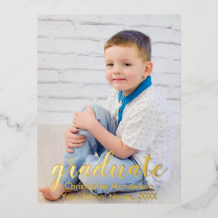 Script Two Photo Graduation Foil Invitation Postcard