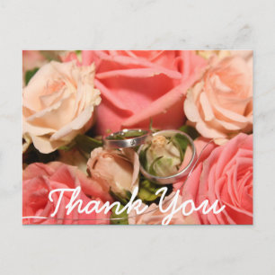 Script type & Pink Roses Thank You Card