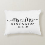 Script Typography Custom Mr Mrs Wedding Photo Decorative Cushion<br><div class="desc">Script Wedding Heart Arrows Mr Mrs Wedding Photo Accent Throw Pillow personalised with the happy couple's last name,  & wedding date! Easy to customise for the perfect gift for weddings,  anniversaries,  first Christmas,  engagement,  etc. Please contact us at cedarandstring@gmail.com if you need assistance with the design or matching products.</div>
