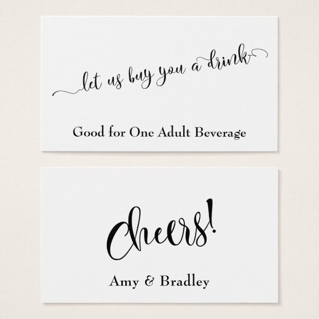 Script Typography Drink Tickets w/ Editable Colour (Front & Back)