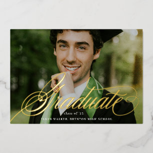 Script Typography Graduate Announcement Photo Card