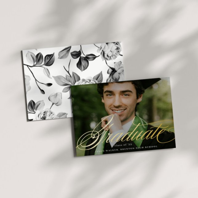 Script Typography Graduate Announcement Photo Card (Creator Uploaded)