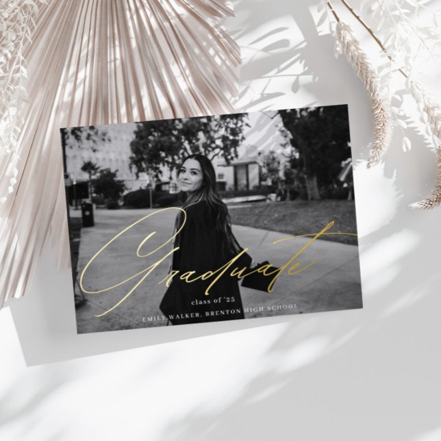 Script Typography Graduate Announcement Photo Card (Creator Uploaded)