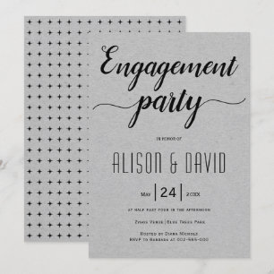 Script typography grey wedding engagement party invitation