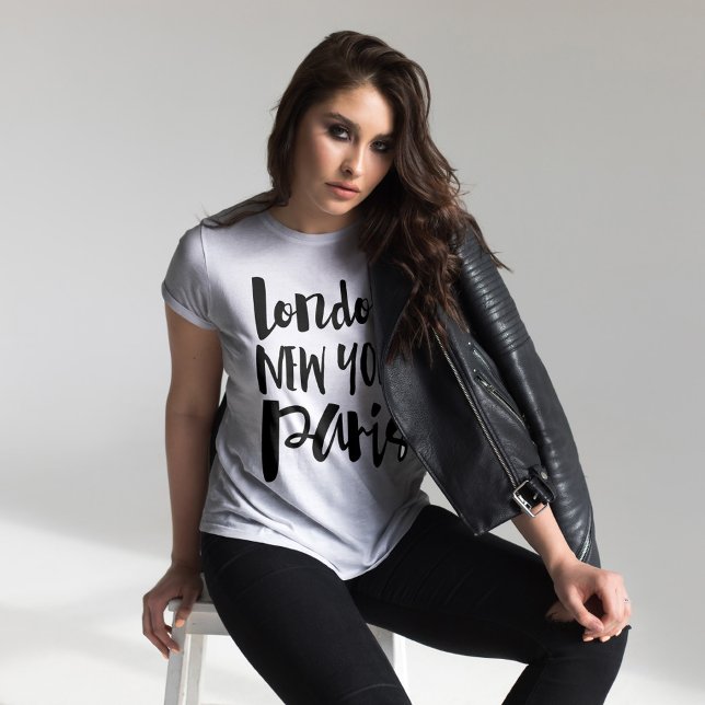 Script Typography - London, New York, Paris T-Shirt (Creator Uploaded)