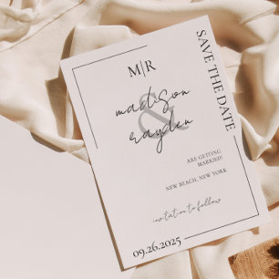 Script Typography Monogram Wedding Save The Date Magnetic Invitation