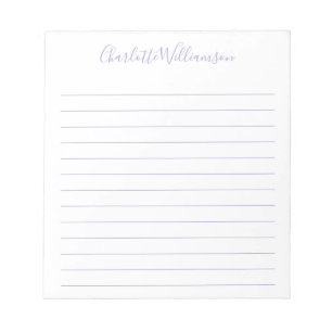 Script Typography Personalised Name Lilac Lined  Notepad