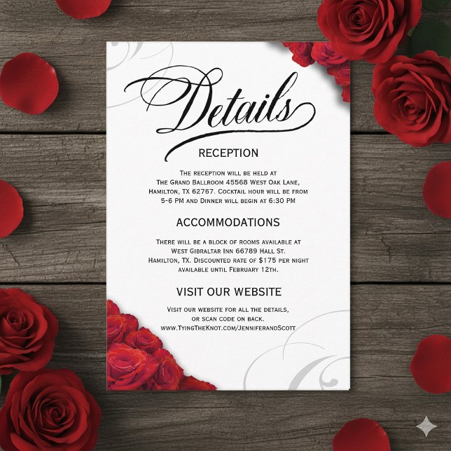 Script Typography Red Roses Details  Enclosure Card (Creator Uploaded)