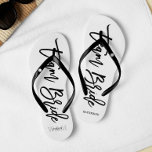 Script Typography "Team Bride" Thongs<br><div class="desc">Personalised Bridal party flip-flops featuring an stylish and trendy script typography. Customise with the bride and groom's monogram, wedding date, and bridesmaid's name for a one of a kind design! Looking for a custom colour? No problem! Just send your request to heartlockedstudio at gmail dot com and we'll get back...</div>