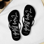 Script Typography "Team Bride" Thongs<br><div class="desc">Personalised Bridal party flip-flops featuring an stylish and trendy script typography. Customise with the bride and groom's monogram, wedding date, and bridesmaid's name for a one of a kind design! Looking for a custom colour? No problem! Just send your request to heartlockedstudio at gmail dot com and we'll get back...</div>