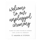 Script Typography Unplugged Wedding Ceremony Sign