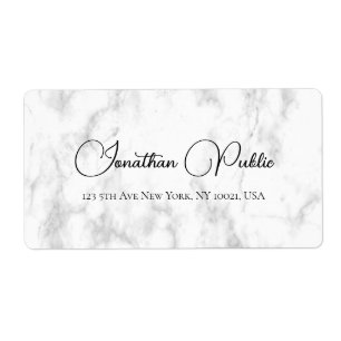 Script Typography White Marble Shipping Address