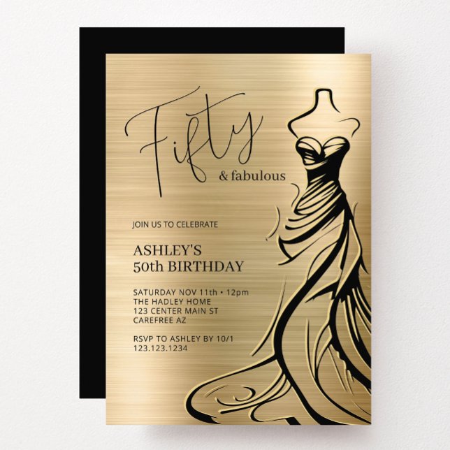 Script Typograpy Fifty & Fabulous Birthday Invitation (Creator Uploaded)