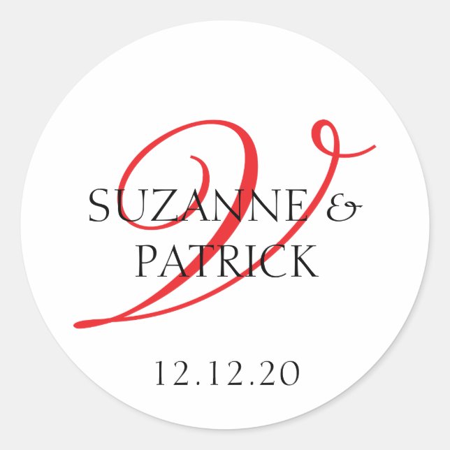 Script V Monogram Labels (Red / Black) (Front)
