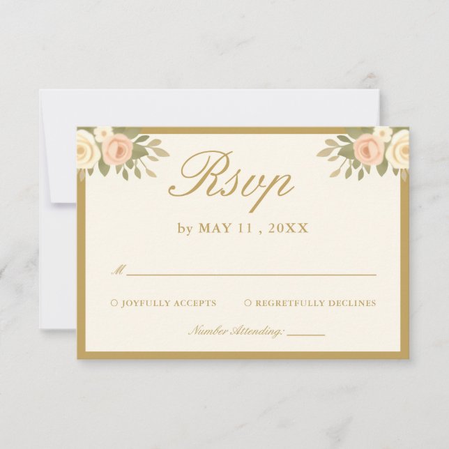Script Vintage Ivory Wedding RSVP Card (Front)