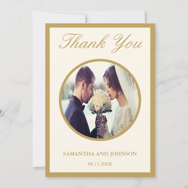 Script Vintage Ivory Wedding Thank You Card (Front)