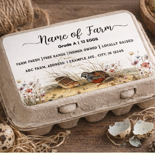 Script Watercolor Farm Quail Egg Carton Label