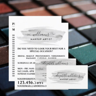 Script Watercolor Grey Brushstroke Makeup Artist Flyer